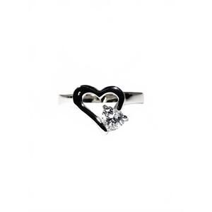 NEW FAIRE heart ring with cubic zirconia rhodium plated in silver